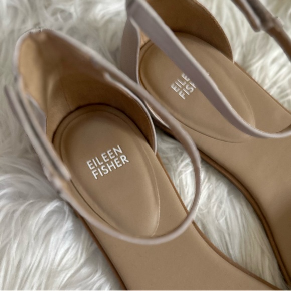 EILEEN FISHER 10 NEW Razz Tumbled Leather Ankle Strap Sandals in Chalk NIB NWT - Picture 8 of 16